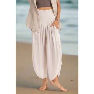 Simply Swirl Morocco | S - M | Harem Pants Wide Leg Geni Cropped Textured White